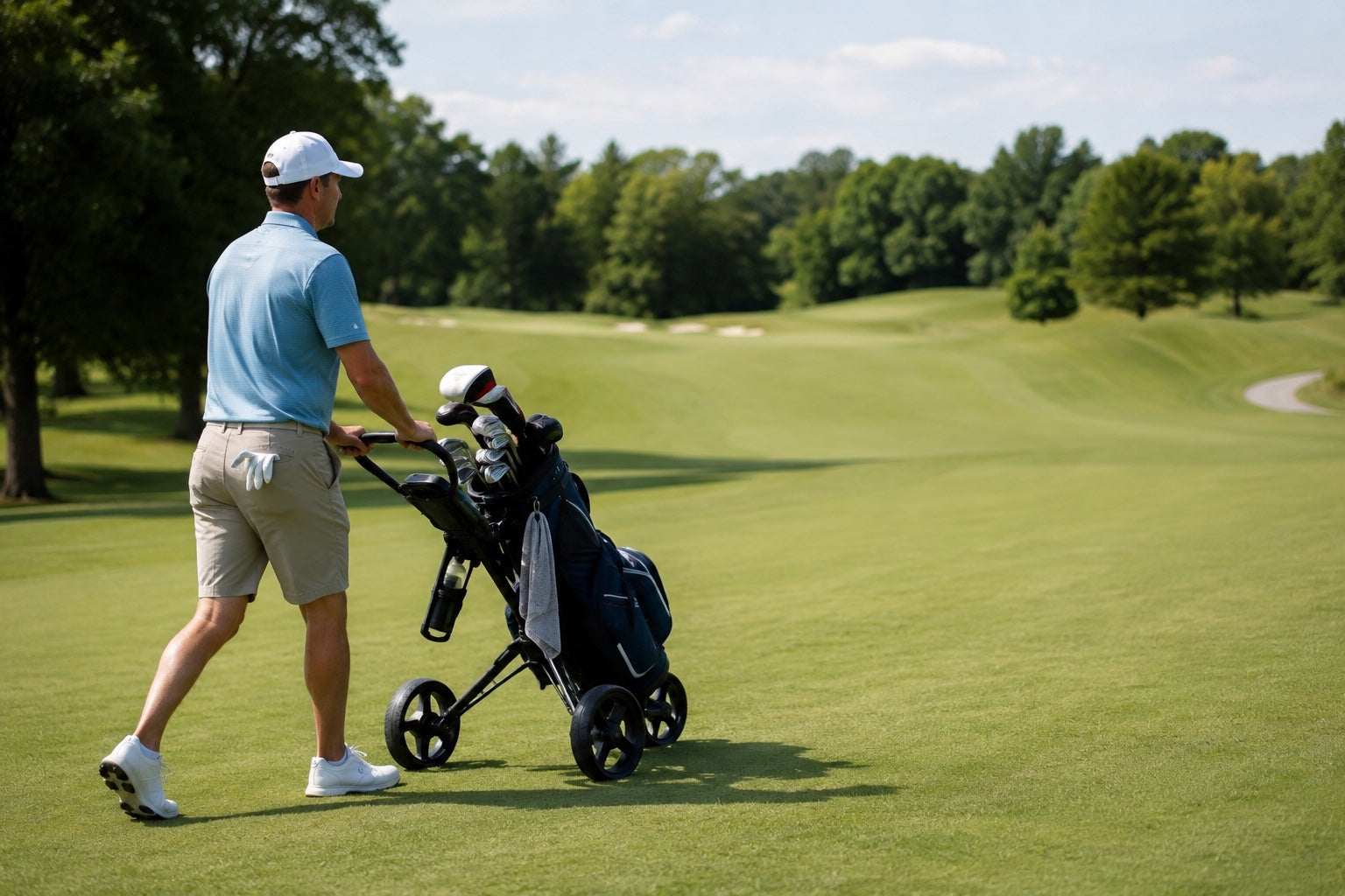 Golfer walking the course