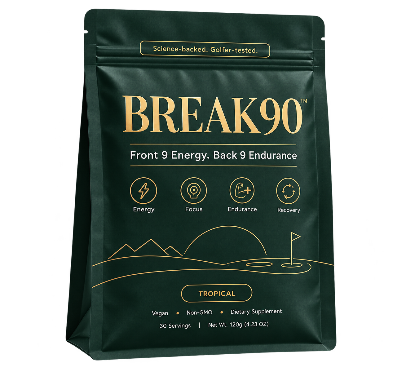 Break 90 golf performance gummies pouch