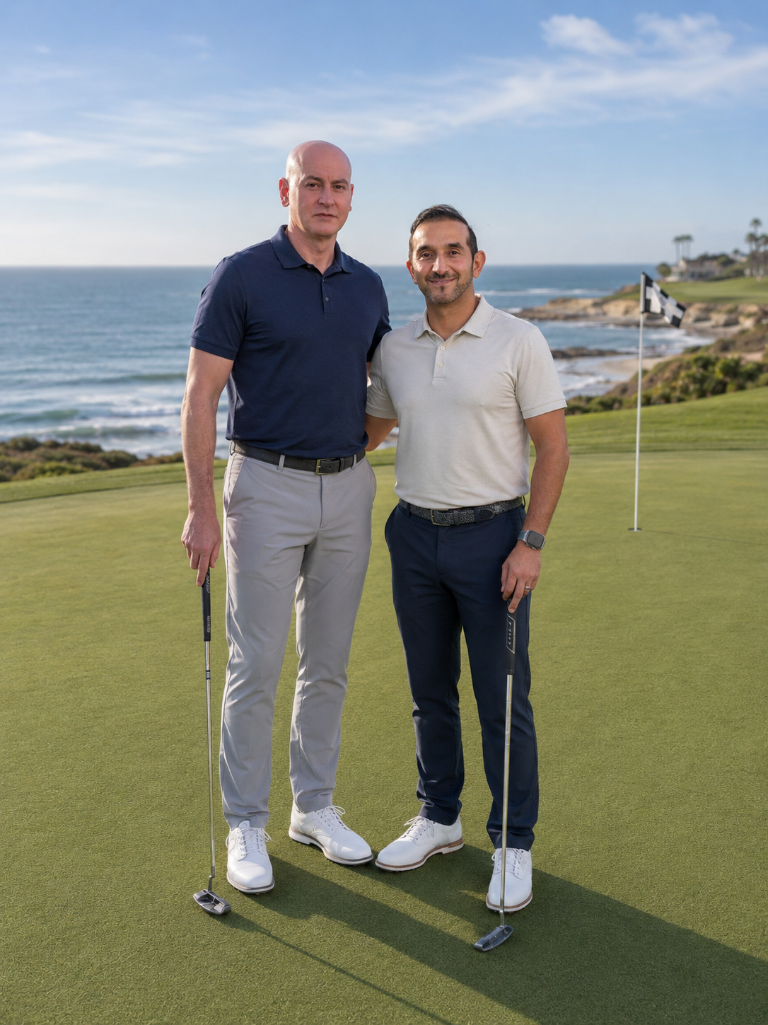Break90 founders on a coastal golf course
